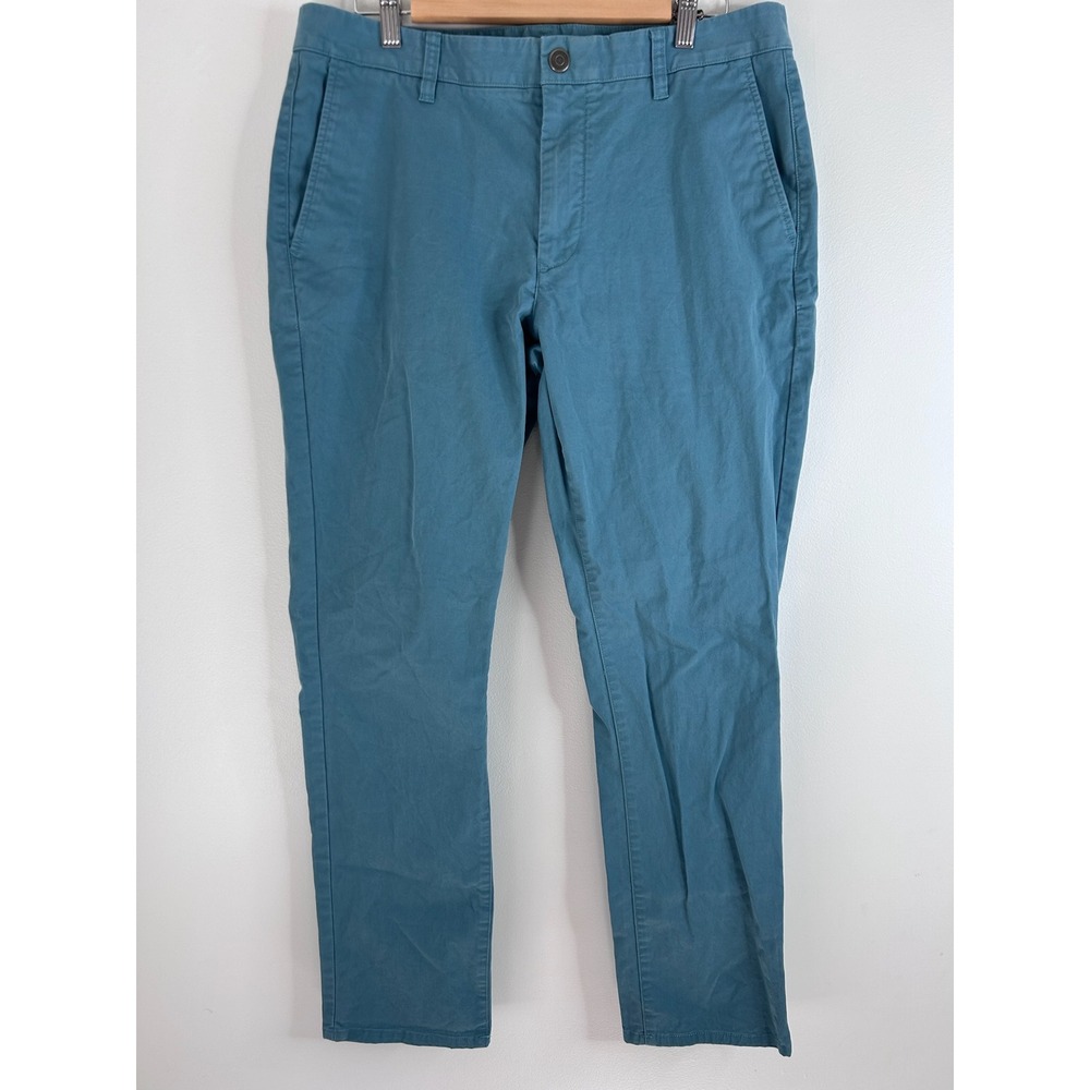 Bonobos Mens Teal Blue Chino Pants Stretch Cotton Slim Straight 35x32
